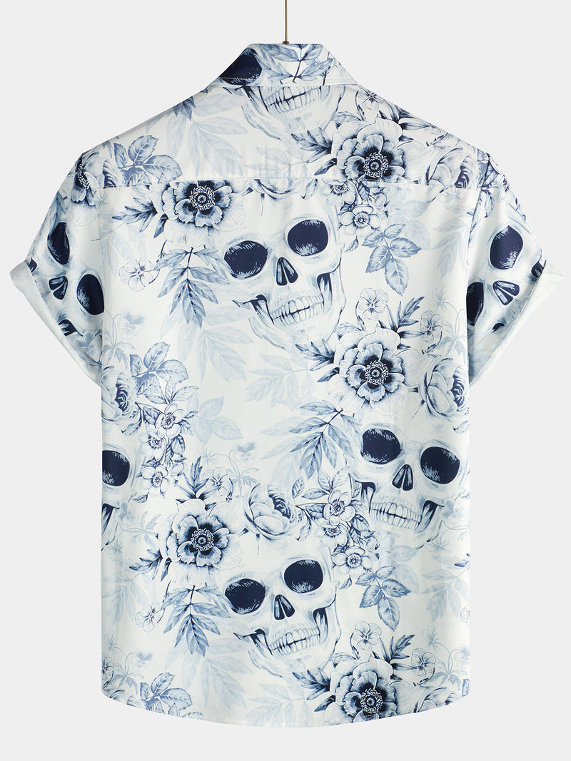 Bundle Of 3 | Men's Skull Print Art Graphic Button up Short Sleeve Shirts