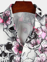 Bundle Of 3 | Men's Skull & Flowers Button Up Short Sleeve Shirts