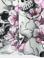Bundle Of 3 | Men's Skull & Flowers Button Up Short Sleeve Shirts