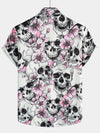 Bundle Of 3 | Men's Skull Print Art Graphic Button up Short Sleeve Aloha Hawaiian Shirts