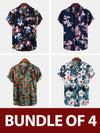 Bundle Of 4 | Men's Floral Print Short Sleeve Hawaiian Shirt