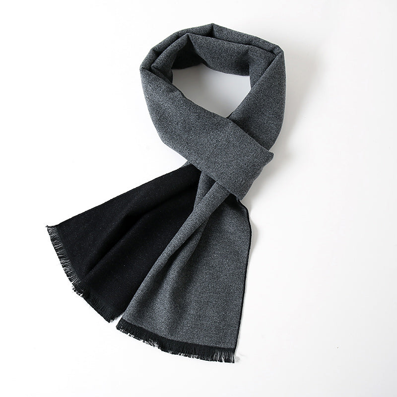 Men's Classic Soft Solid Color Grey Warm Winter Neck Scarf