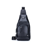 Men's Shoulder Bag Genuine Leather Multi-pocket  Vintage Casual Chest Bag Crossbody Bag