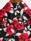 Men's Floral Print Rose Cotton Button Up Short Sleeve Shirt