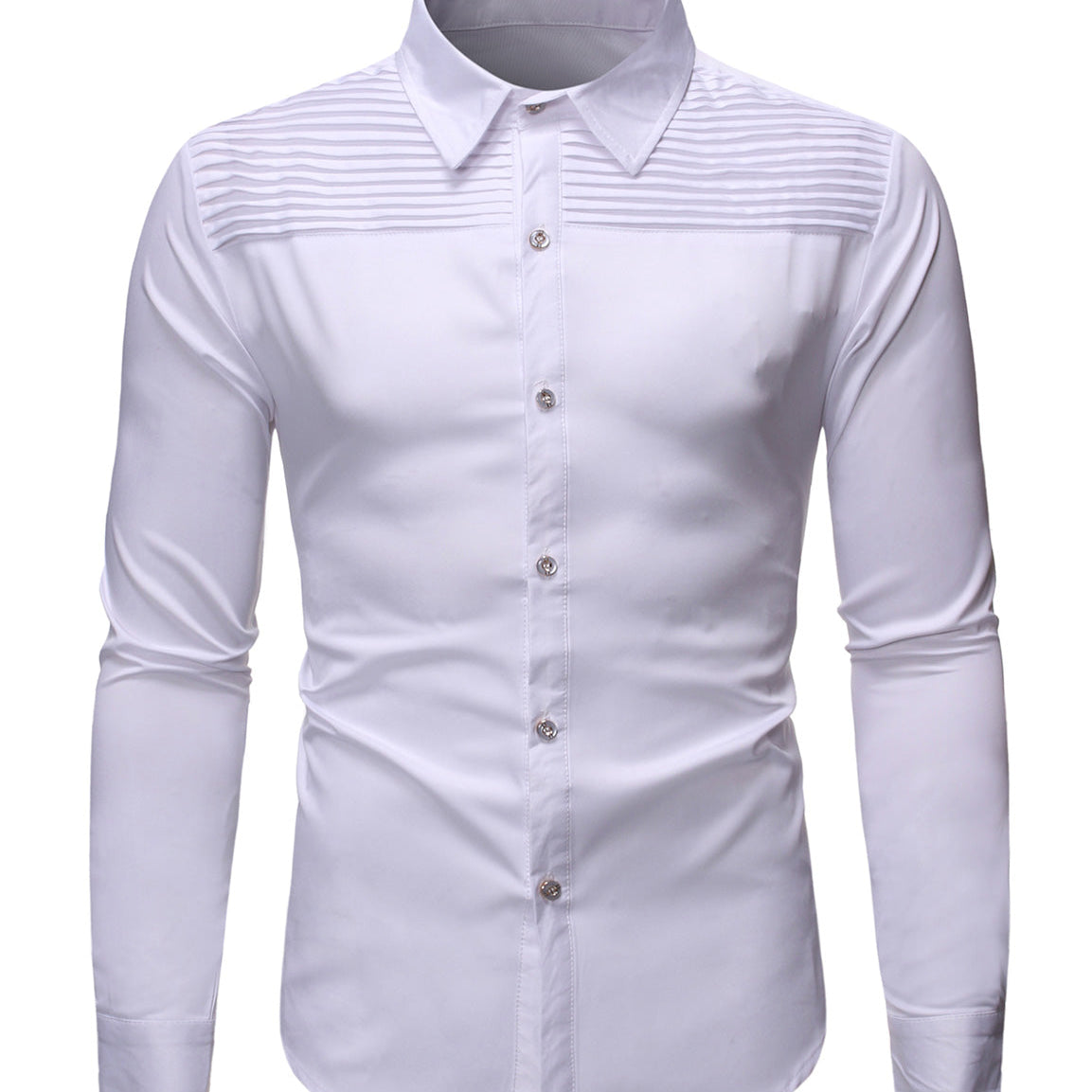 Men's Solid Color Casual Tuxedo Banquet Long Sleeve Dress Shirt