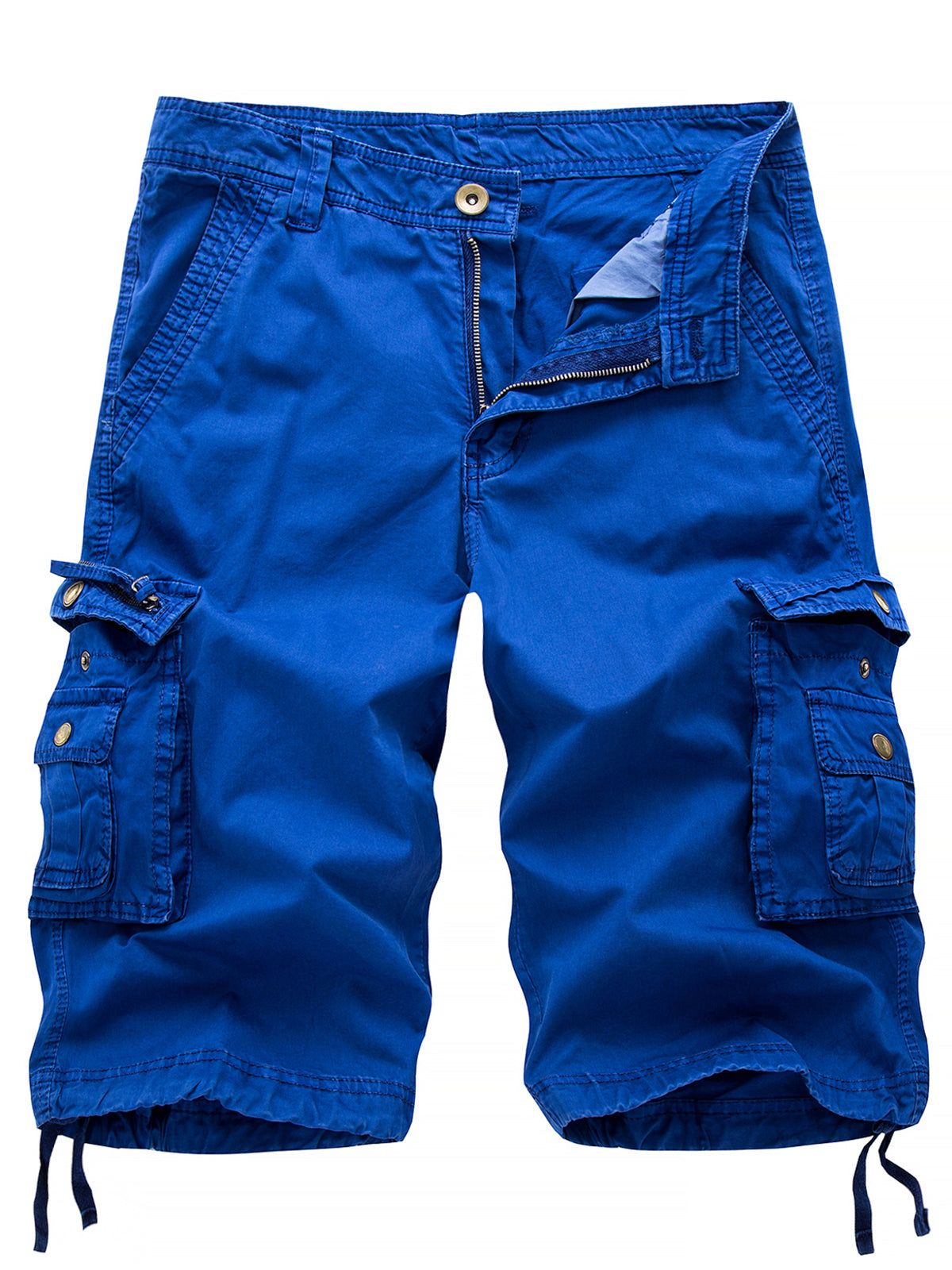 Men's Plus Size Solid Color Casual Outdoor Multi-Pocket Cotton Shorts