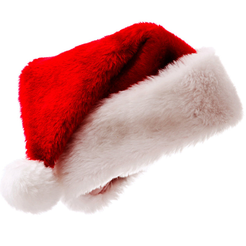 Red Plush Xmas Party Holiday Christmas Hat For Adults Unisex