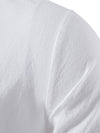 Men's Retro Solid Color Drawstring Breathable Cotton Long Sleeve Shirt