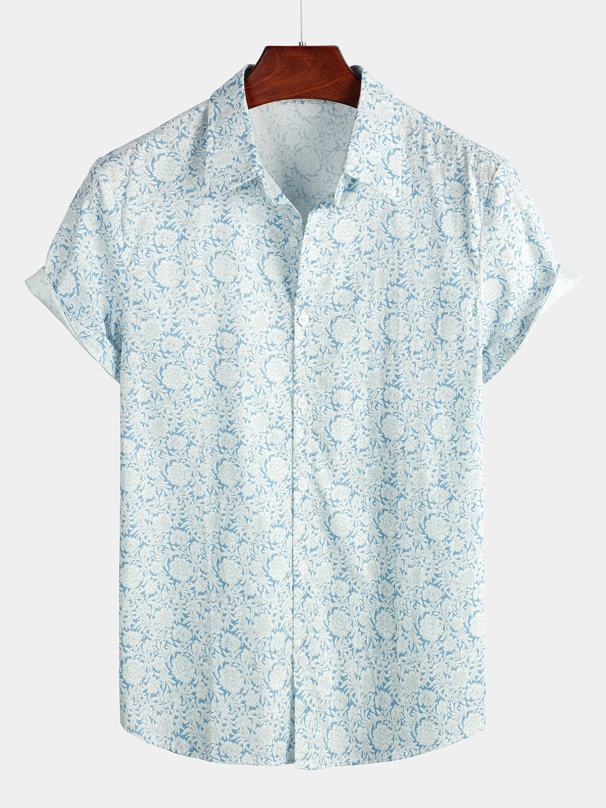 Men's Floral Printed Holiday Cotton Casual Shirt