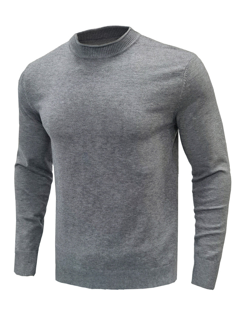 Men's Round Collar Casual Solid Color Jumper Long Sleeve Sweater