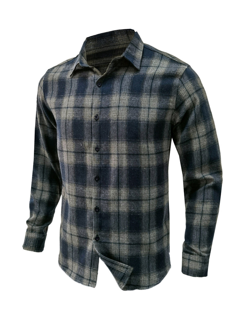Men's Classic Plaid Vintage Button Up  Long Sleeve Shirt