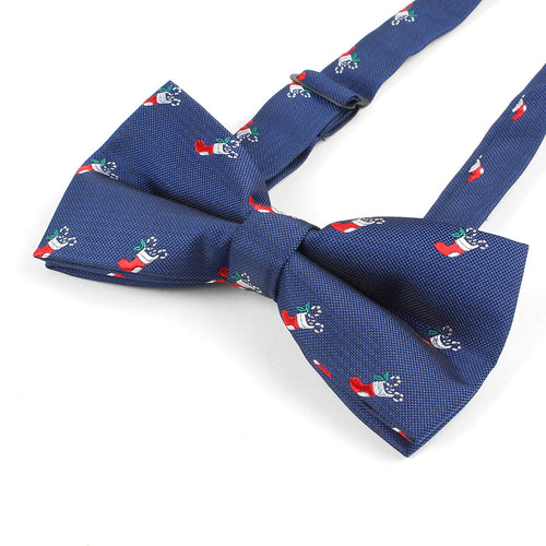 Men's Christmas Socks Holiday Blue Festival Bow Tie