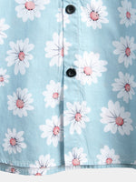 Bundle Of 2 | Men's Blue Tropical Floral Cotton Short Sleeve Aloha Resort Beach Shirts