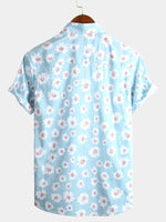 Bundle Of 4 | Men's Cotton Floral Holiday Flower Print Beach Pink Hawaiian Short Sleeve Shirts