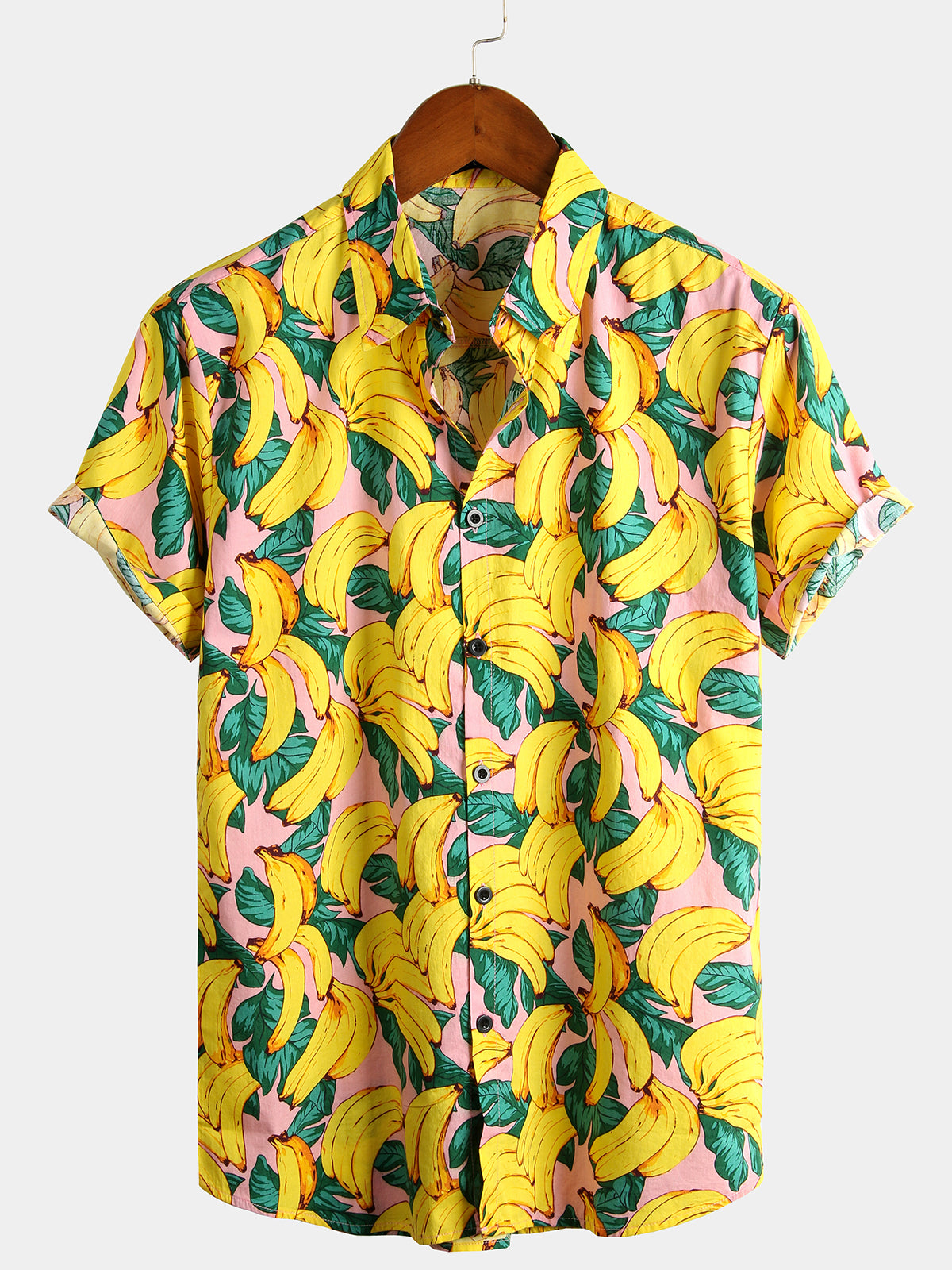 Men's Banana Cotton Fruit Print Tropical Hawaiian Shirt