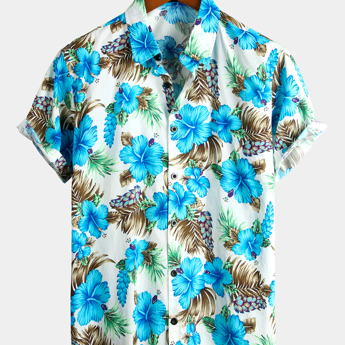 Men's Flower Cotton Tropical Hawaiian Shirt