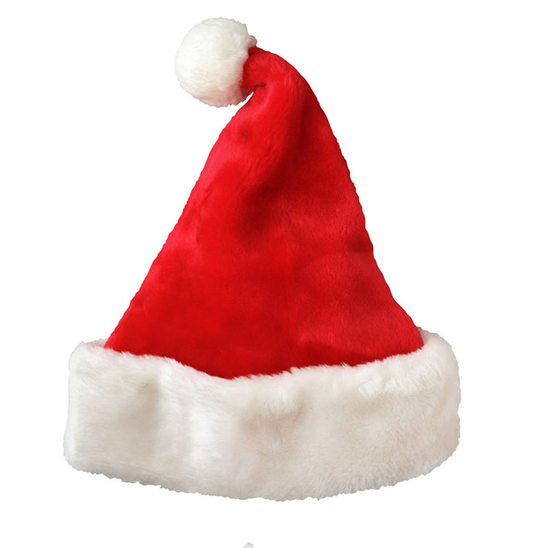 Red Plush Xmas Party Holiday Christmas Hat For Adults Unisex