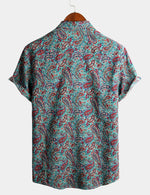 Men's Paisley Cotton Short Sleeve Button Up Vintage Shirt