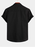 Bundle Of 3 | Men's Linen Cotton Pocket Solid Color Casual Short Sleeve Shirts