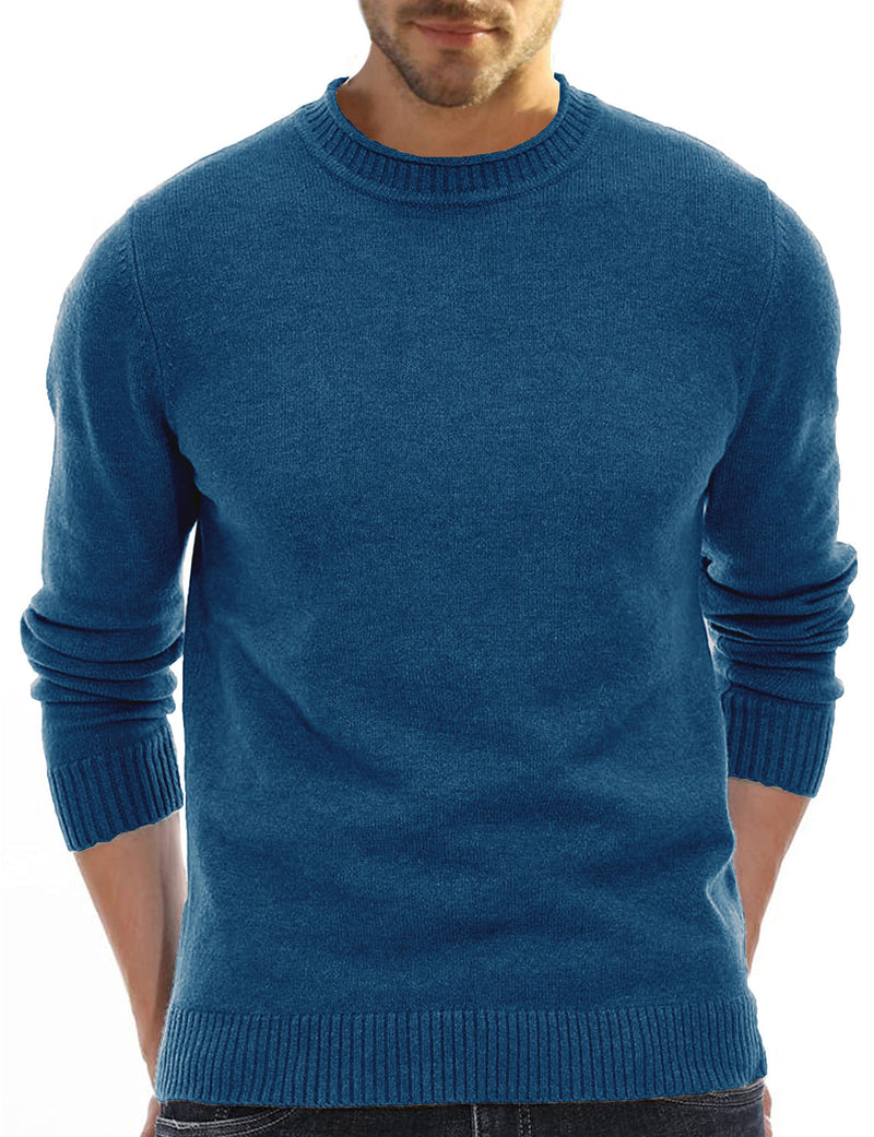 Men's Round Collar Casual Solid Color Jumper Long Sleeve Sweater