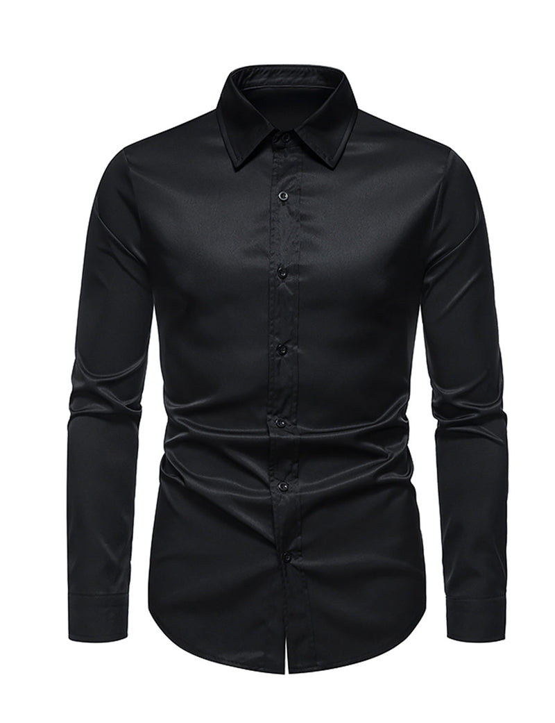 Men's Solid Color Classic Button Up Long Sleeve Casual Shirt