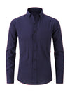 Men's Cotton Casual Button Up Solid Color Pocket Long Sleeve Shirt