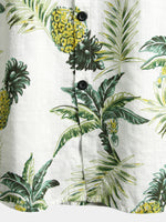 Men's Pineapple Floral Tropical Fruit Cotton Button Up Summer Beach Hawaiian Shirt
