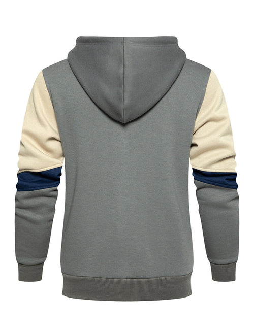 Men's Casual Color Block Long Sleeve Full-Zip Hoodie Zip Sweatshirt