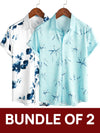 Bundle Of 2 | Men's Print Aloha Vacation Beach Cool Button Up Short Sleeve Hawaiian Shirt