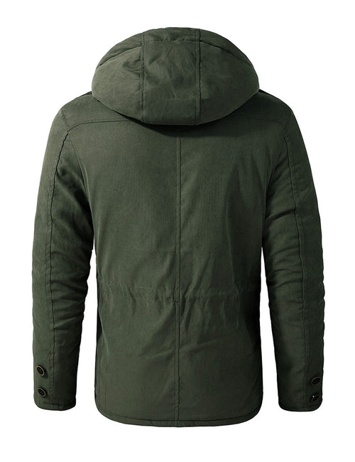 Men's Casual Hooded Sherpa Lined Windproof Thermal Coat