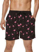 Men's Summer Flamingo Print Hawaiian Beach Graphic Shorts Swimming Trunks