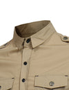 Men's Cotton Casual Pocket Hiking Outdoor Button Long Sleeve Shirt