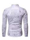 Men's Gold Spider Web Print Halloween Party Button Long Sleeve Shirt