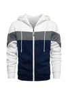 Men's Color Block Long Sleeve Sweatshirt Casual Full- Zip Hoodie