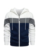 Men's Color Block Long Sleeve Sweatshirt Casual Full- Zip Hoodie