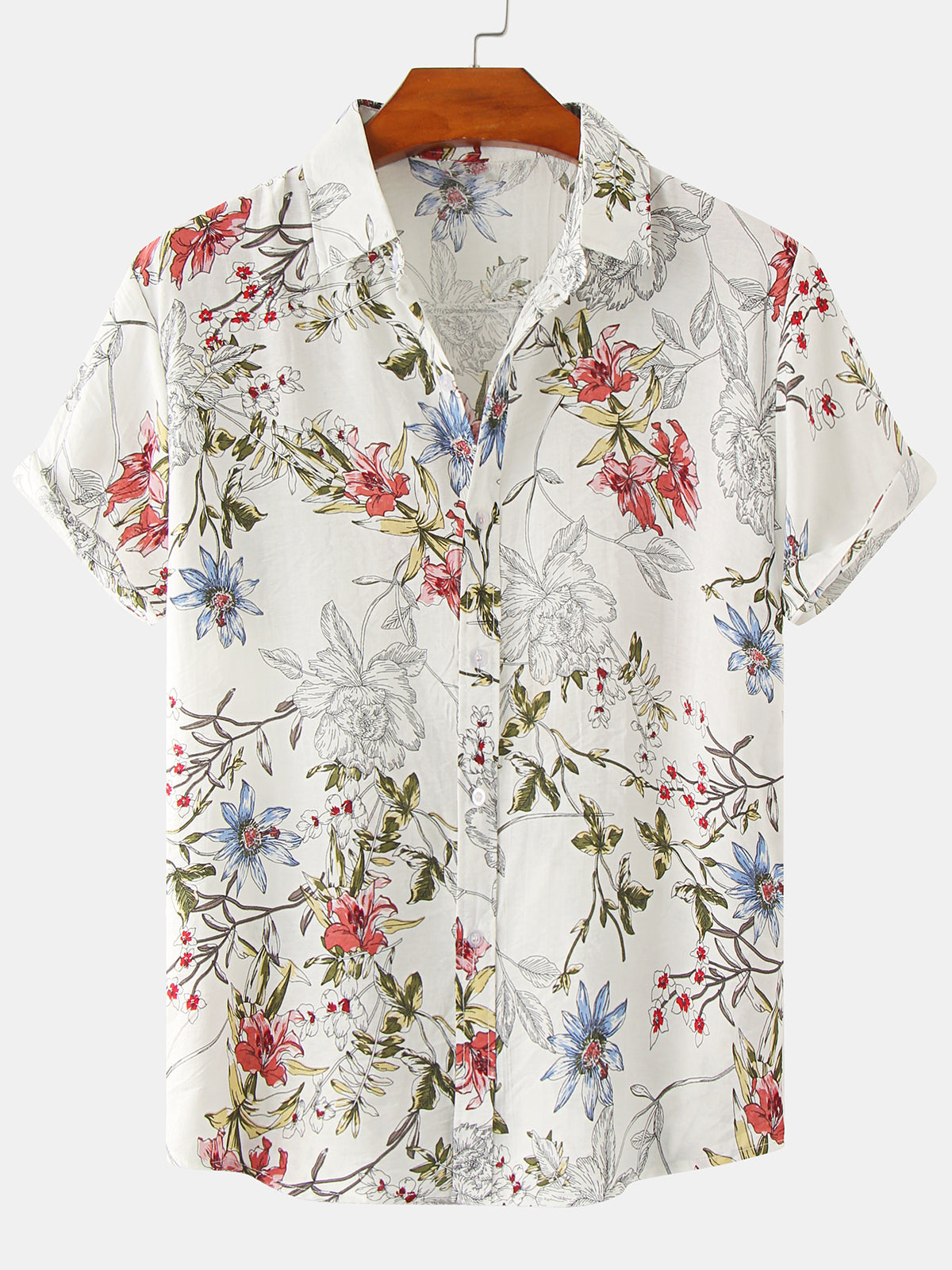Men's Summer Floral Vintage Hawaiian Short Sleeve Shirt