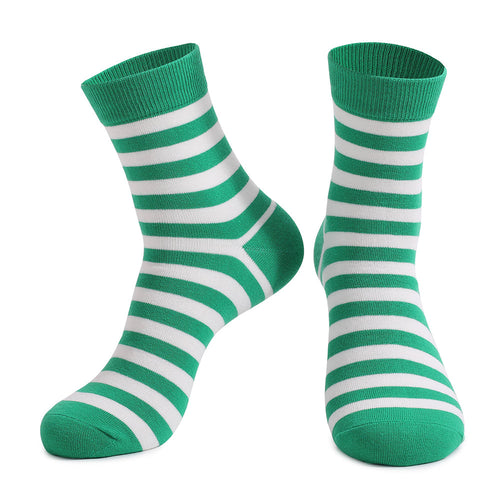 St. Patrick's Day Green Striped Print Festival Party Holiday Cotton Socks