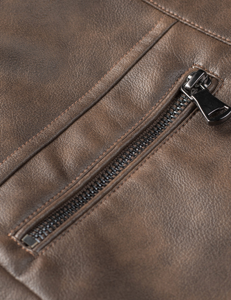 Men's Motorbike Winter Leather Bomber Motorcycle Jacket with Removable Hood