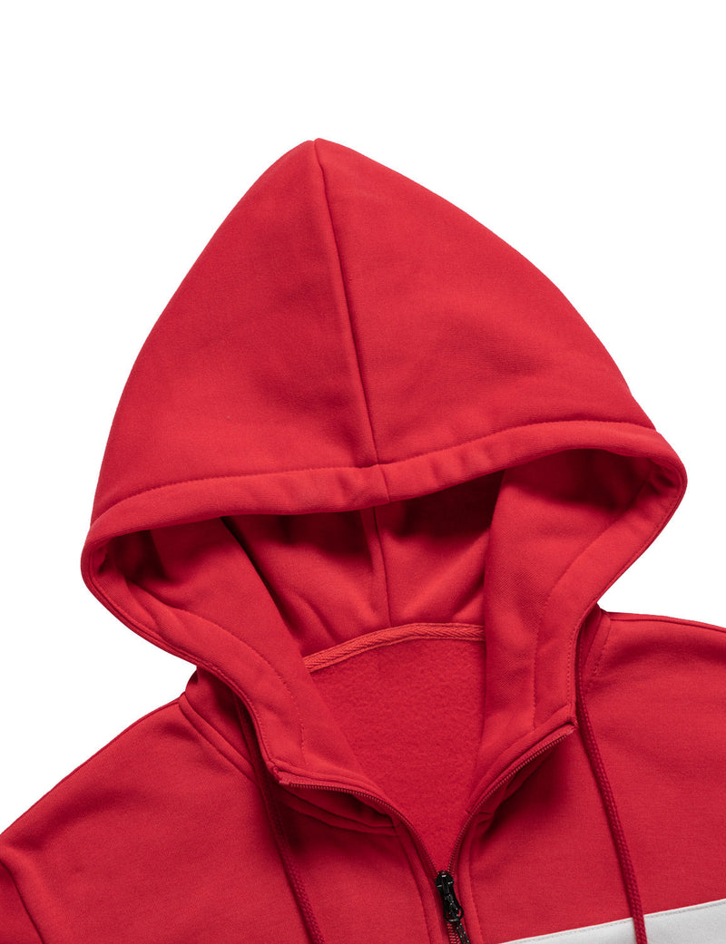 Men's Color Block Long Sleeve Sweatshirt Casual Full- Zip Hoodie