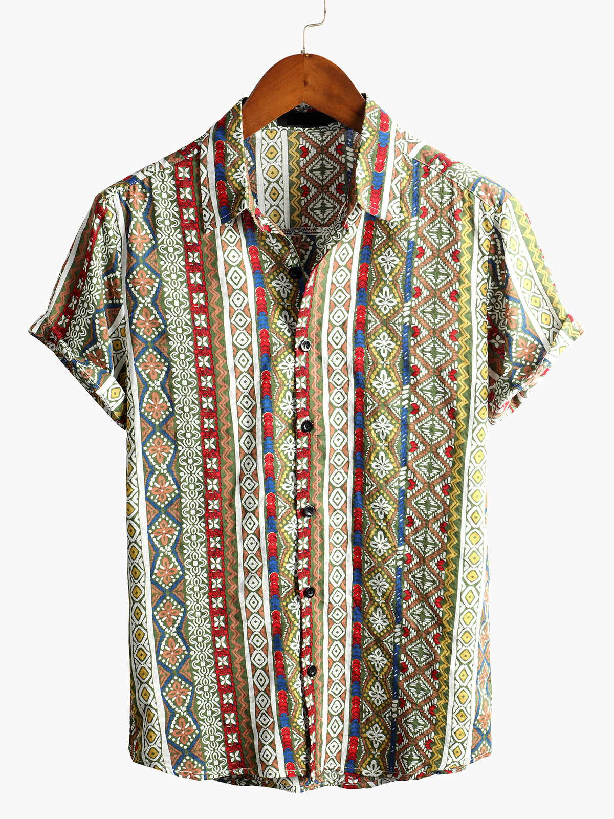 Men's Boho Short Sleeve Retro Shirt