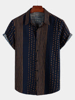 Bundle Of 2 | Men‘s Retro Stripe Summer Short Sleeve Shirts
