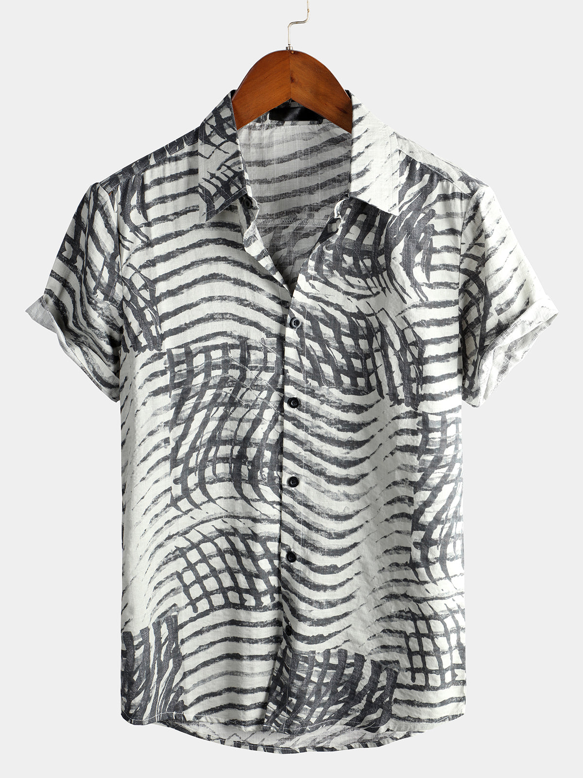 Men's Casual Striped Print Short Sleeve Shirt