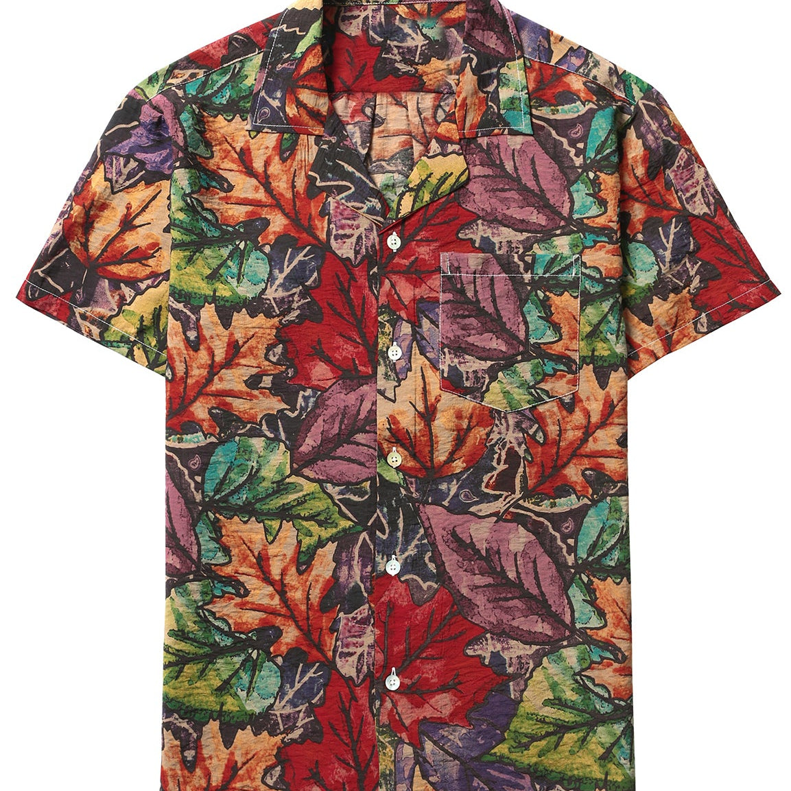 Men's Orange Retro Short Sleeve Hawaiian Shirts