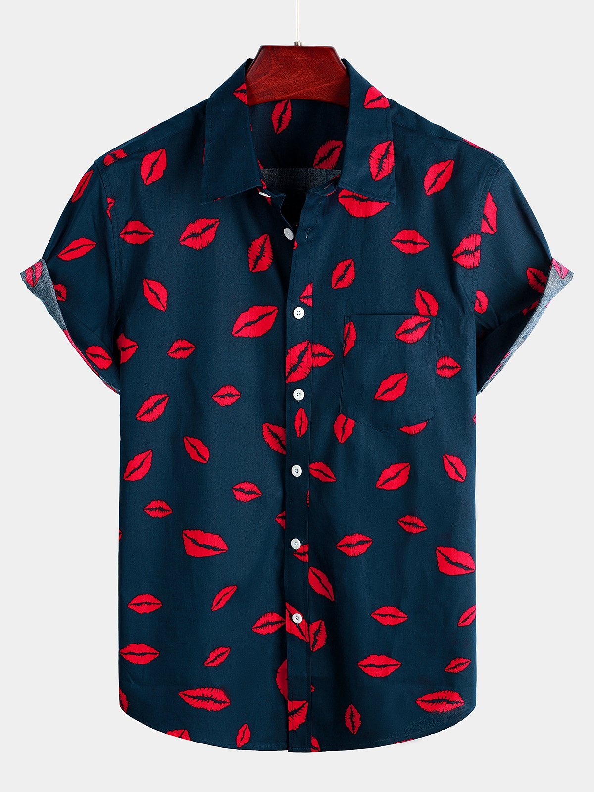 Men's Casual Holiday Pocket Short Sleeve Shirt