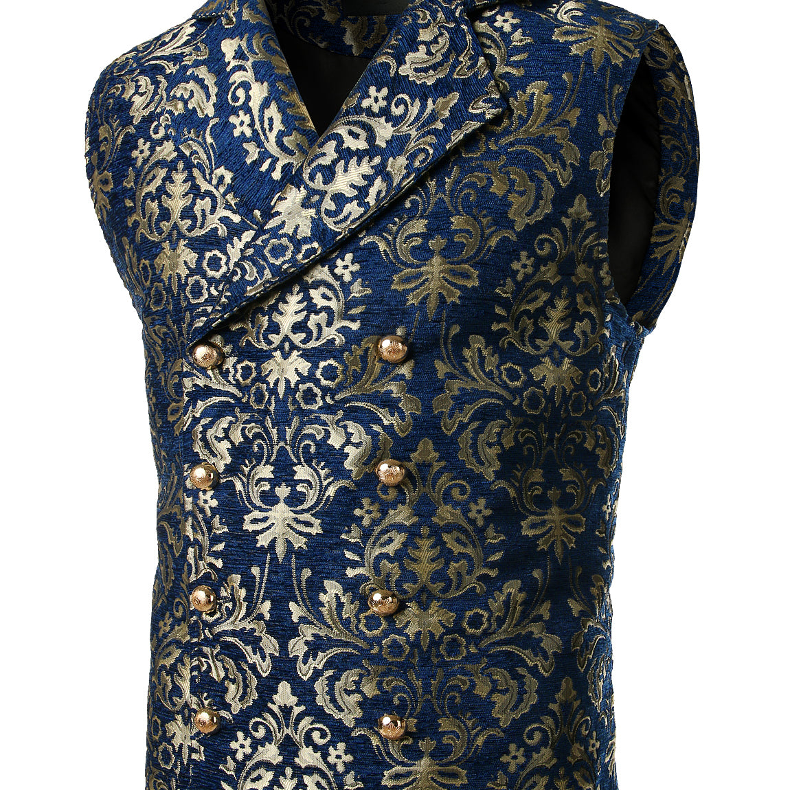 Men's Victorian Double Breasted Vest Gothic Steampunk Navy Waistcoat