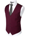 Mens V-Neck Formal Suit Vest Slim Fit Dress Vest Wedding Waistcoat for Tuxedo