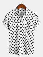 Men's Black Polka Dots Cotton Pocket Shirt