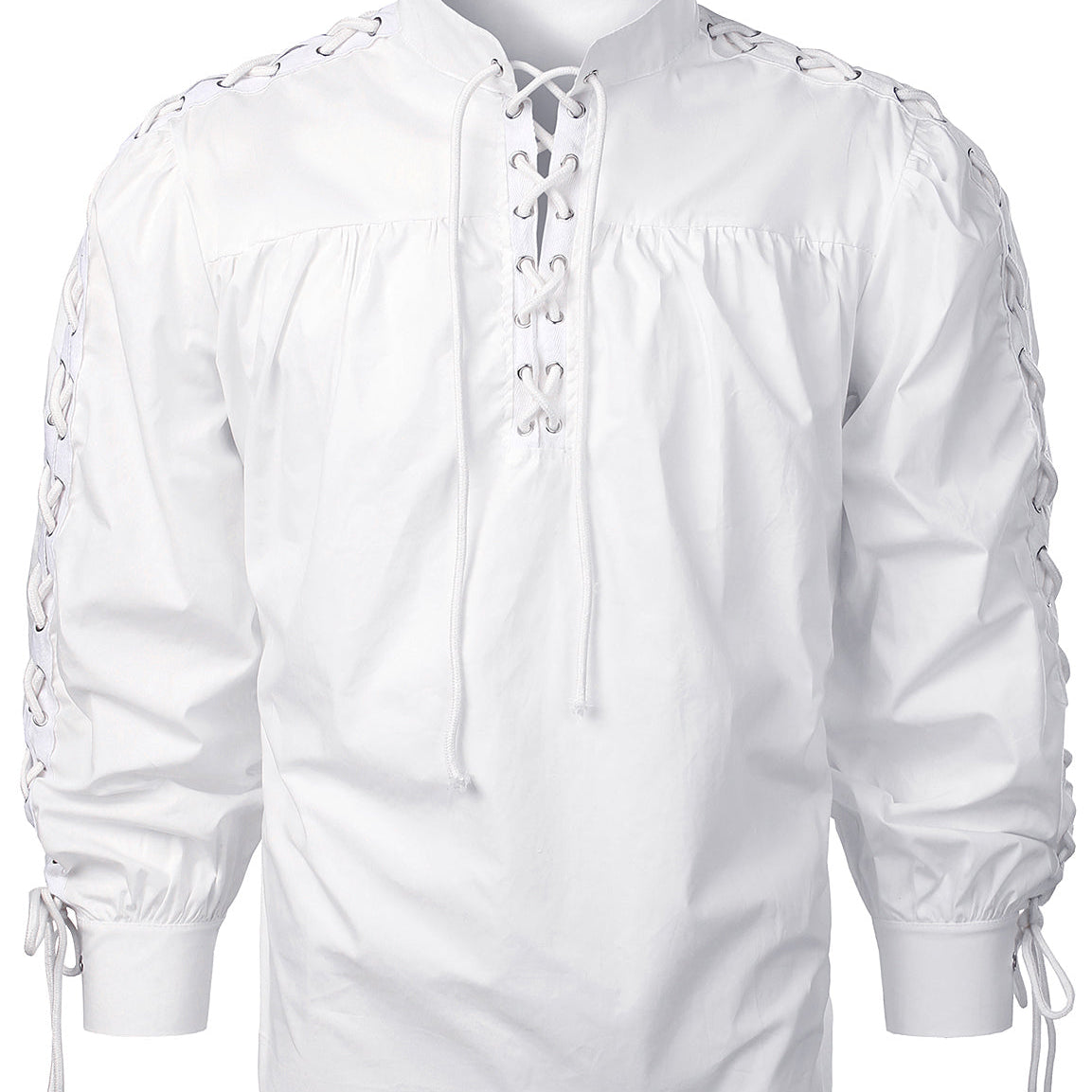 Men's Bandage Renaissance Gothic Pirate Cosplay Costume White Shirt