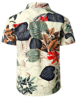 Boy's Tropical Floral Cotton Holiday Hawaiian Casual Beige Short Sleeve Shirt