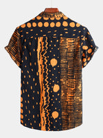 Men's Orange Boho Short Sleeve Retro Shirt